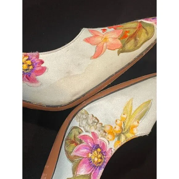 ~ Palter DeLiso 39 Monet Floral Silk Pump Size IT Italy Italian Heels Stiletto - Picture 7 of 16